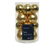 Kerstballen glas shiny, matt mix, licht goud, Ø 3,5 cm, 16 stuks - afbeelding 1