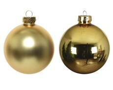 Kerstballen glas shiny, matt mix, licht goud, Ø 7 cm, 8 stuks - afbeelding 2