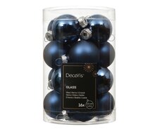 Kerstballen glas shiny, matt mix, nachtblauw, Ø 3,5 cm, 16 stuks - afbeelding 1