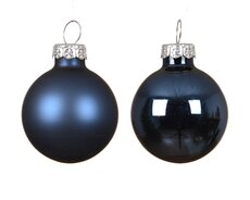 Kerstballen glas shiny, matt mix, nachtblauw, Ø 3,5 cm, 16 stuks - afbeelding 2