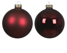 Kerstballen glas shiny, matt mix, ossenbloed, Ø 7 cm, 8 stuks - afbeelding 2