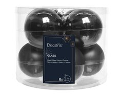 Kerstballen glas shiny, matt mix, zwart, Ø 7 cm, 8 stuks