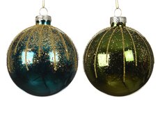 Kerstballen glas shiny with glitter and sequins, assortie, Ø 8 cm, keuze uit 1 stuks