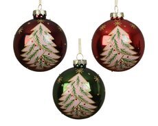 Kerstballen glas shiny with tree, assortie, Ø 8 cm, keuze uit 1 stuks