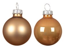 Kerstballen glas silver inside, enamel-matt mix, karamel bruin, Ø 3,5 cm, 16 stuks - afbeelding 2