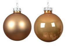 Kerstballen glas silver inside, enamel-matt mix, karamel bruin, Ø 7 cm, 8 stuks - afbeelding 2