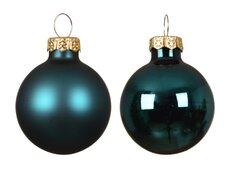 Kerstballen glas silver inside, shiny-matt mix, Emerald, Ø 7 cm, 8 stuks - afbeelding 2