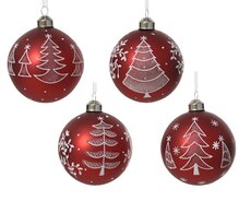 Kerstballen glas silver inside w white decoration, kerstrood, Ø 8 cm, keuze uit 1 stuks