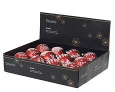 Kerstballen glas silver inside w white decoration, kerstrood, Ø 8 cm, keuze uit 1 stuks - afbeelding 2
