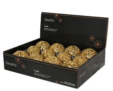 Kerstballen glas with gold spangles , goud, Ø 8 cm, keuze uit 1 stuks - afbeelding 2