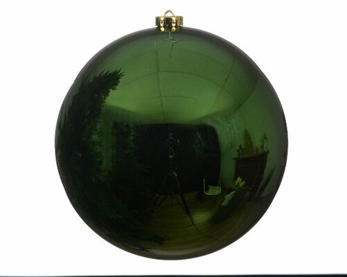 Kerstbal kunststof D 20 cm, glans, Dennengroen