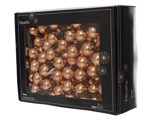 Kerstballen op draad glas shiny, brandy, Ø 2,5 cm