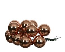 Kerstballen op draad glas shiny, brandy, Ø 2,5 cm - afbeelding 2