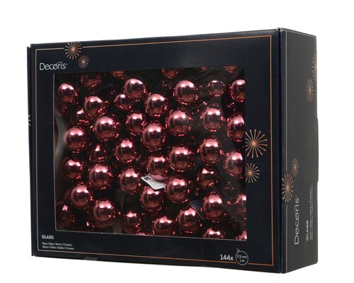 Kerstballen op draad glas shiny, donker roze, Ø 2,5 cm