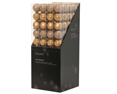 Kerstballen polystyreen enamel-matt-glitter mix, karamel bruin, Ø 6 cm, 10 stuks - afbeelding 3
