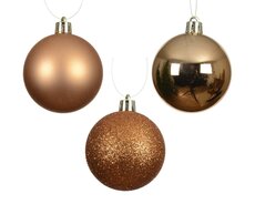 Kerstballen polystyreen sh-mt-gl mix, brandy, Ø 6 cm, 10 stuks - afbeelding 2