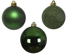 Kerstballen polystyreen shiny, matt, glitter mix, dennengroen, Ø 6 cm, 10 stuks - afbeelding 2