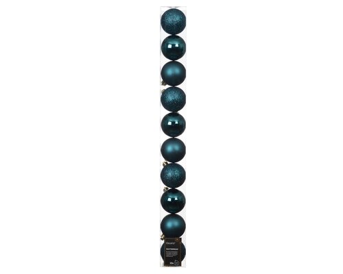 Kerstballen polystyreen shiny-matt-glitter mix, Emerald, Ø 6 cm, 10 stuks