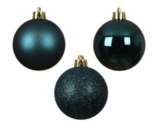 Kerstballen polystyreen shiny-matt-glitter mix, Emerald, Ø 6 cm, 10 stuks - afbeelding 2