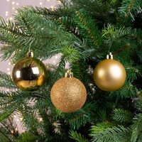 Kerstballen polystyreen shiny, matt, glitter mix, licht goud, Ø 6 cm, 10 stuks - afbeelding 2