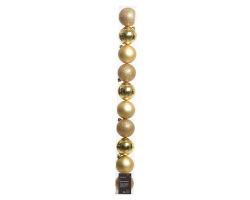 Kerstballen polystyreen shiny, matt, glitter mix, licht goud, Ø 6 cm, 10 stuks - afbeelding 1