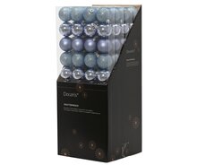 Kerstballen polystyreen shiny-matt-glitter mix, ochtend blauw, Ø 6 cm, 10 stuks - afbeelding 3