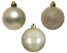 Kerstballen polystyreen shiny, matt, glitter mix, parel, Ø 6 cm, 10 stuks - afbeelding 2