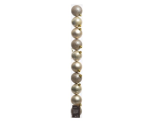Kerstballen polystyreen shiny, matt, glitter mix, parel, Ø 6 cm, 10 stuks - afbeelding 1