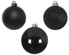 Kerstballen polystyreen shiny, matt, glitter mix, zwart, Ø 6 cm, 10 stuks - afbeelding 2