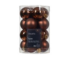 Kerstbal glas D 3.5cm mix Espresso 16 stuks - afbeelding 1
