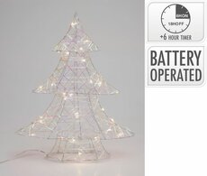 kerstboom 30 cm met led wit iriserend - afbeelding 2