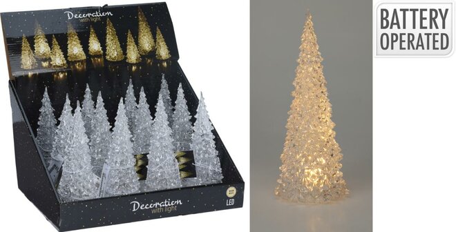 kerstboom acryl met warm wit led  9x9x21cm