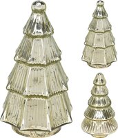 kerstboom glas goud 11x19cm, per stuk