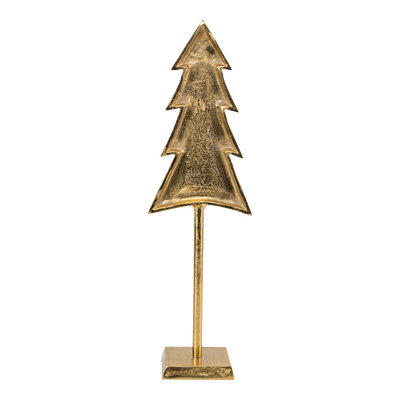 Kerstboom op voet metaal goud 22x16x53cm