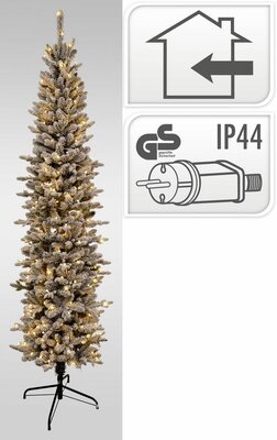kerstboom pencil 180 cm met led en sneeuw