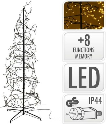 Kerstboom, spiraal, zwart, 150 cm, 360 LED lampjes