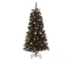 Voss kerstboom bruin goud roze met 140 led, 488 tips met 48 ornamenten - H185xD99cm