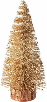 kerstboompje 14 cm goud met glitter