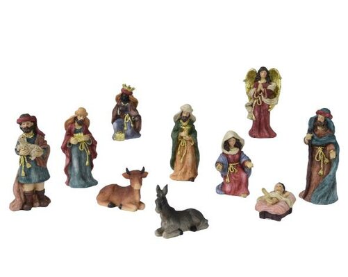 Kerstgroep, 10 figuren, H 13 cm