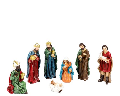 Kerstgroep polyresin maria, joseph, jesus, 3 king, shepherd painting 7 figures, multi, L 6,2 cm x B 