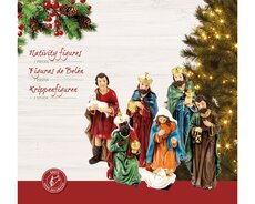 Kerstgroep polyresin maria, joseph, jesus, 3 king, shepherd painting 7 figures, multi, L 6,2 cm x B  - afbeelding 2