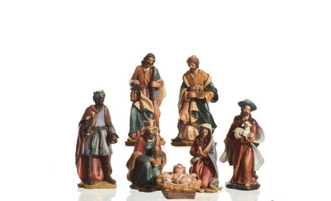 Kerstgroep, polystone, 7 figuren, 15 cm - afbeelding 1