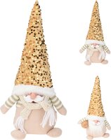 kerstman met muts 36cm goud, per stuk