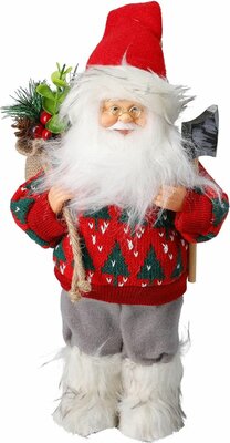 kerstman staand 30 cm design rood - afbeelding 1