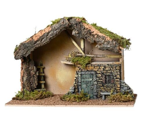 Kerststal naturel, H 32 cm
