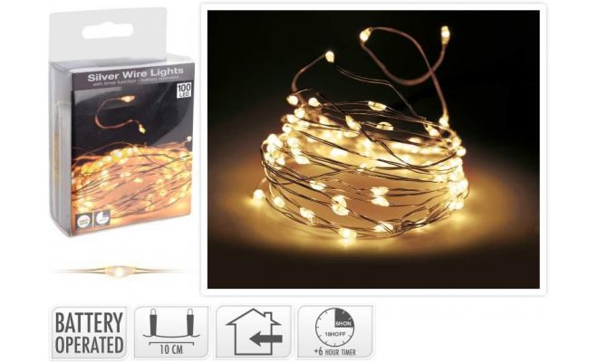 zilverdraad, 100 led, warm wit, Led kerstverlichting - afbeelding 1