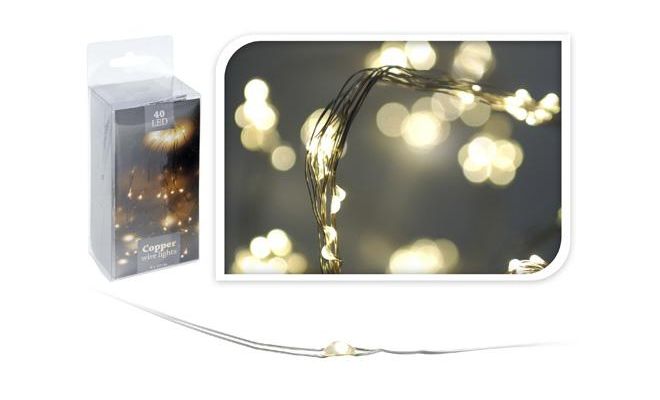 zilverdraad, 40 led,  warm wit, Led kerstverlichting - afbeelding 1