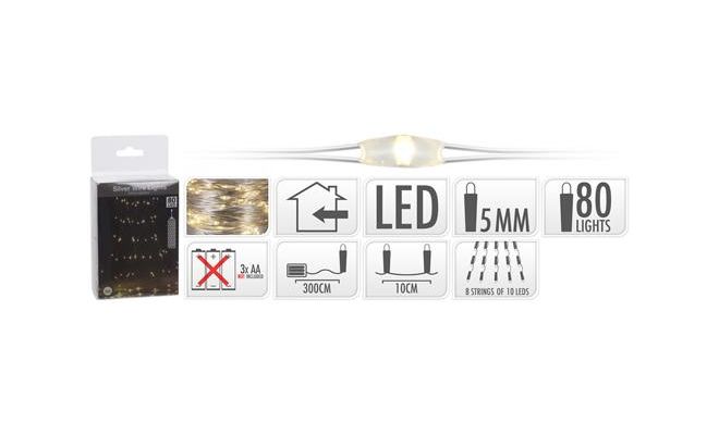 Led Kerstverlichting, 80 LED lampjes - afbeelding 1