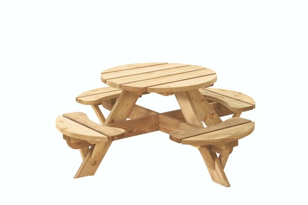 Kinderpicknicktafel rond Jimmy, doorsnede blad 63 cm, groen geïmpregneerd.