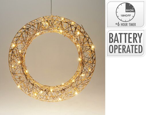 krans 40cm met led champagne